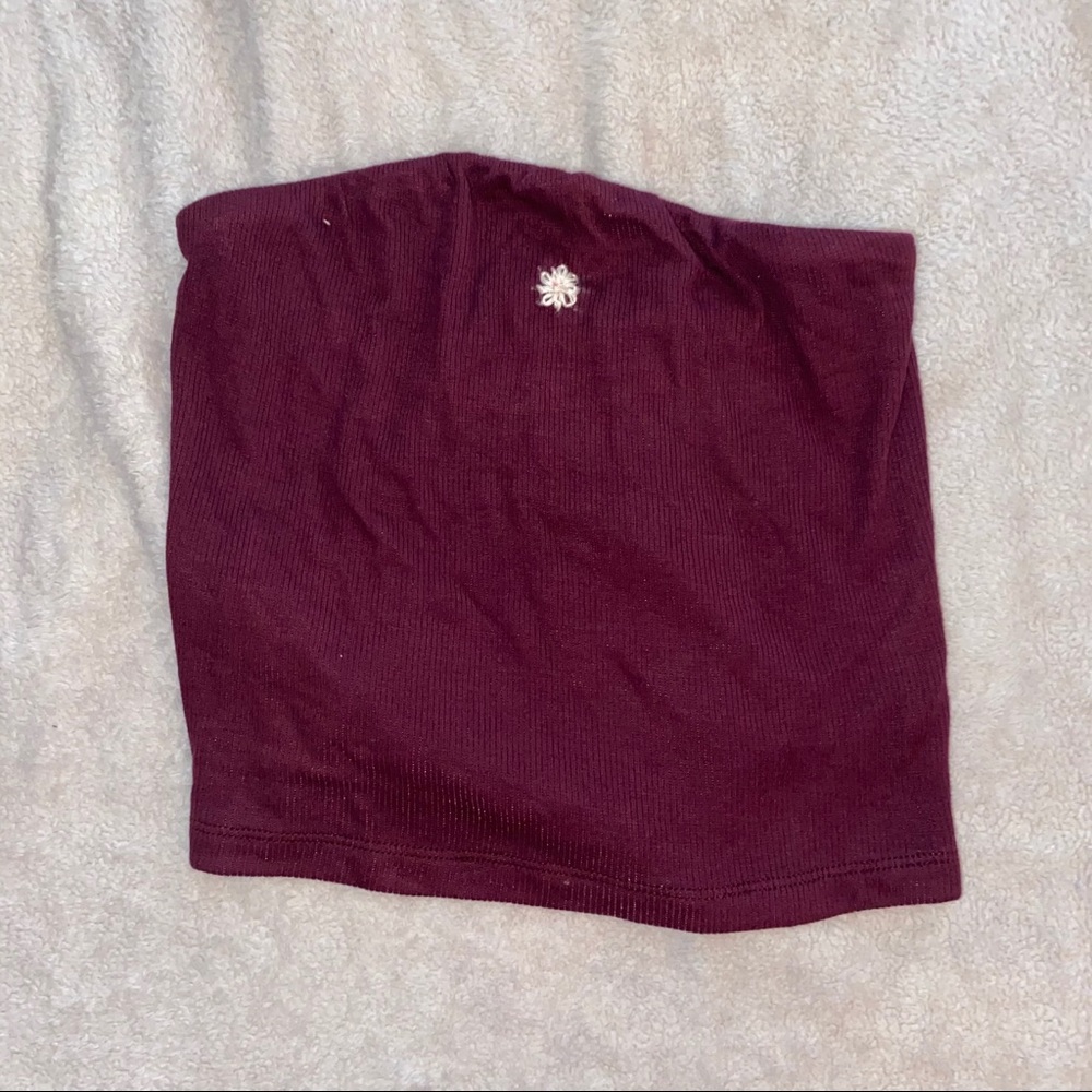 Tube top bundle: polka dot+maroon with embroidery